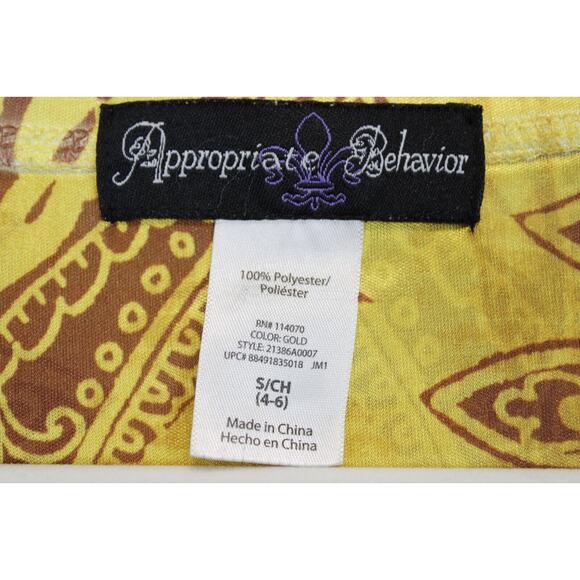 Appropriate Behavior Butterfly Sleeve Damask Print Blouse Women S Yellow Tan - Picture 6 of 8